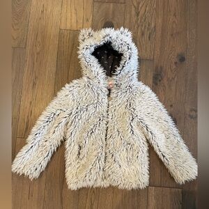 Appaman Girls Grey Kids Faux Fur Cozy Hooded Jacket Sz 6